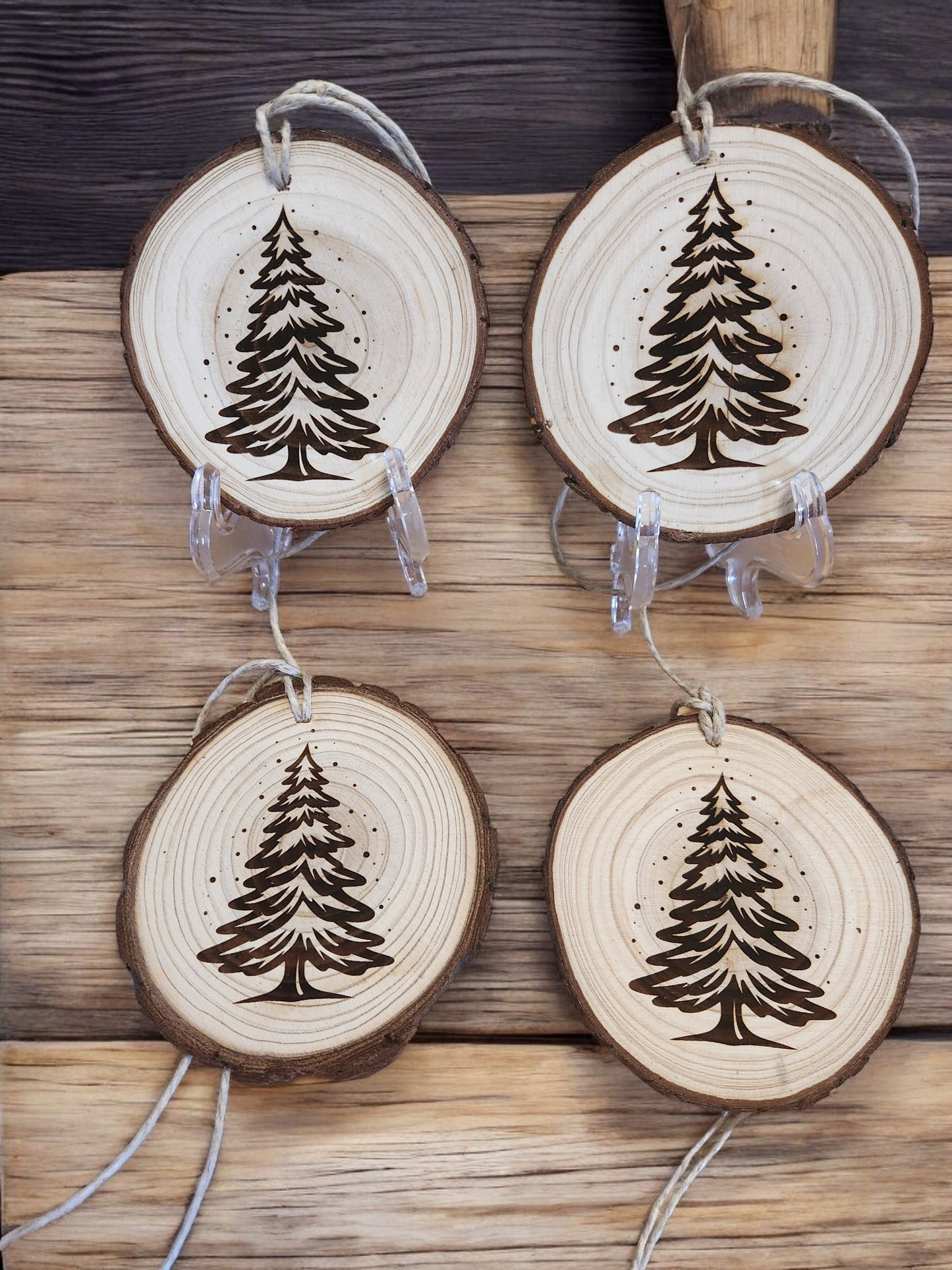 Wood Slice Christmas Ornaments (4-Pack)