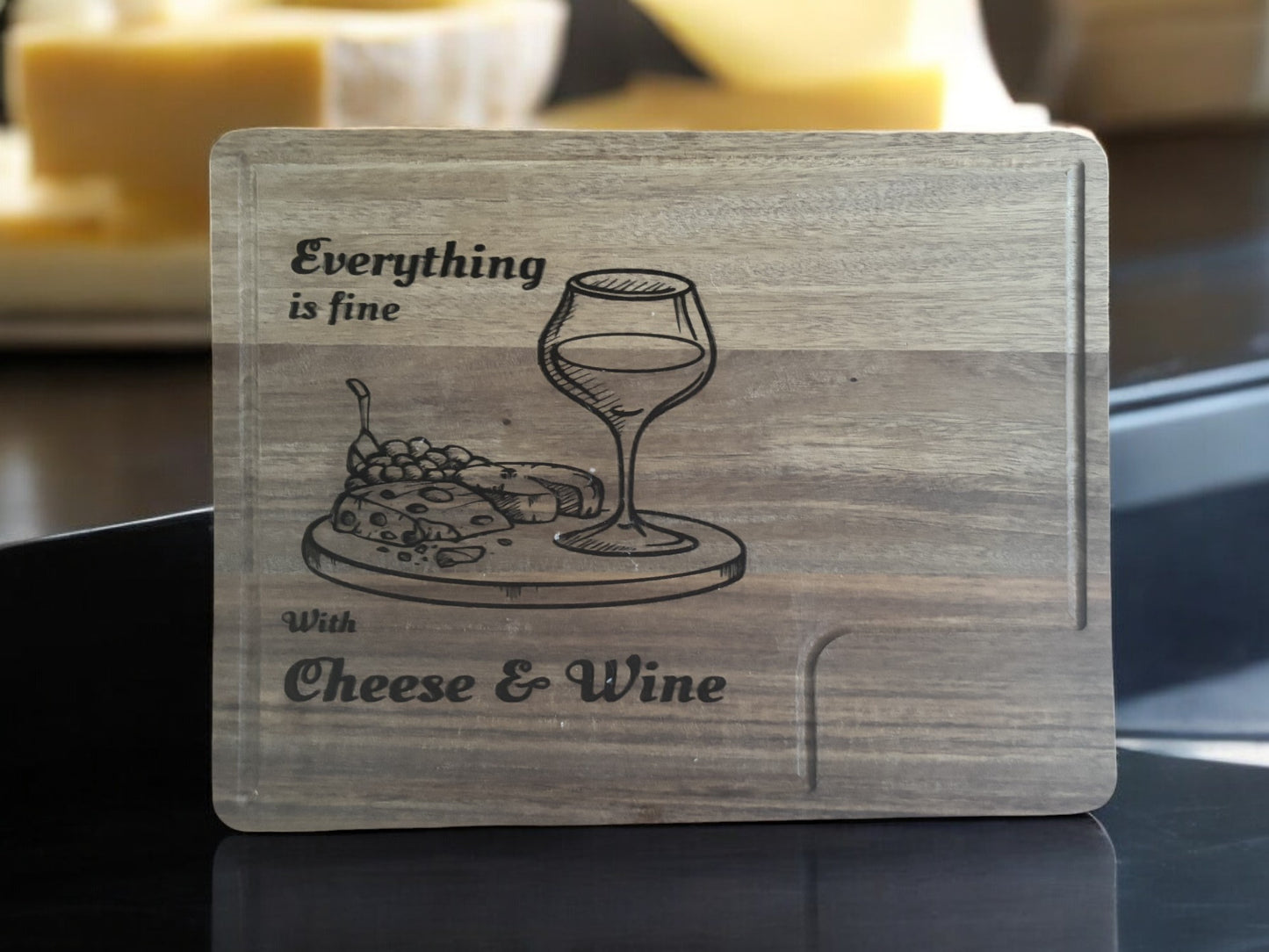 Cheese & Wine Acacia Charcuterie Board